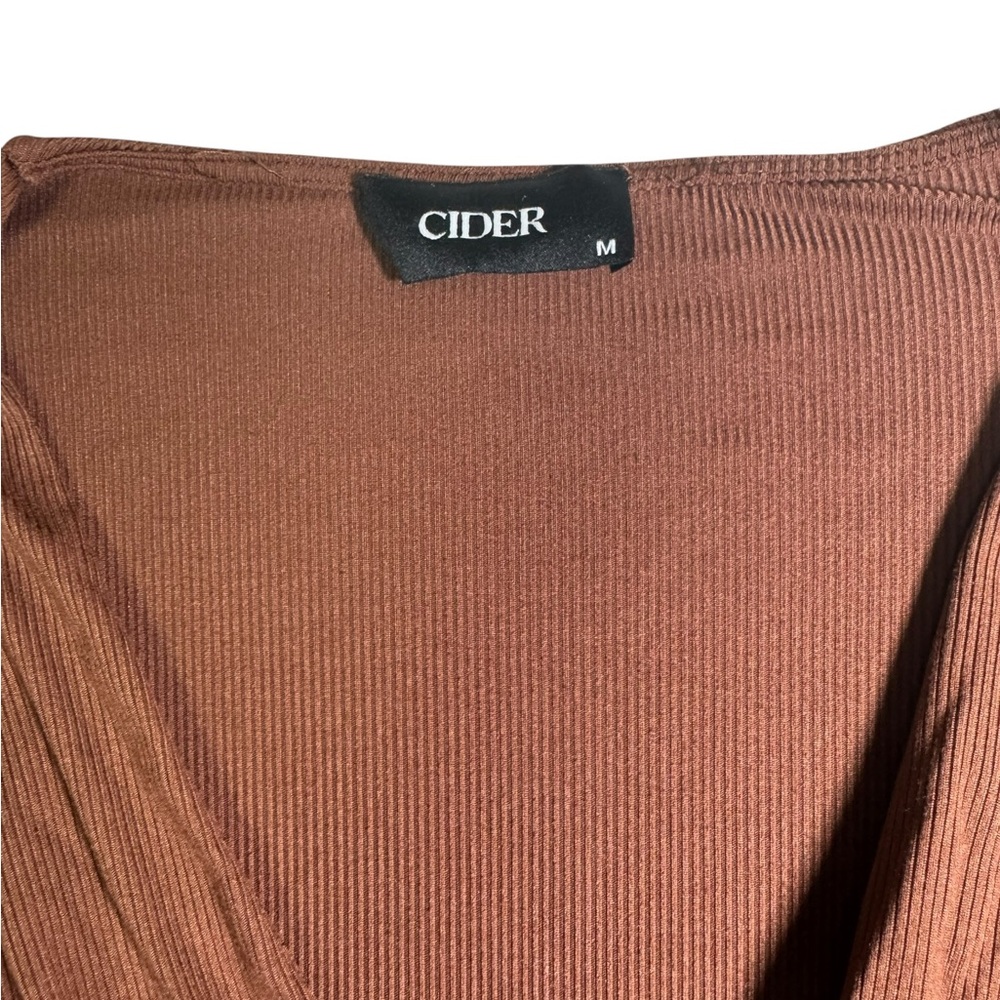Cider Brown Long Sleeve Ribbed Bodysuit Women’s Size M - Picture 4 of 6